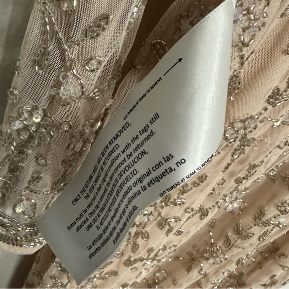 Mac Duggal Porcelain Sheath Floral Motiff Banded Empire Waist Dress Size 10 NEW - Picture 7 of 10